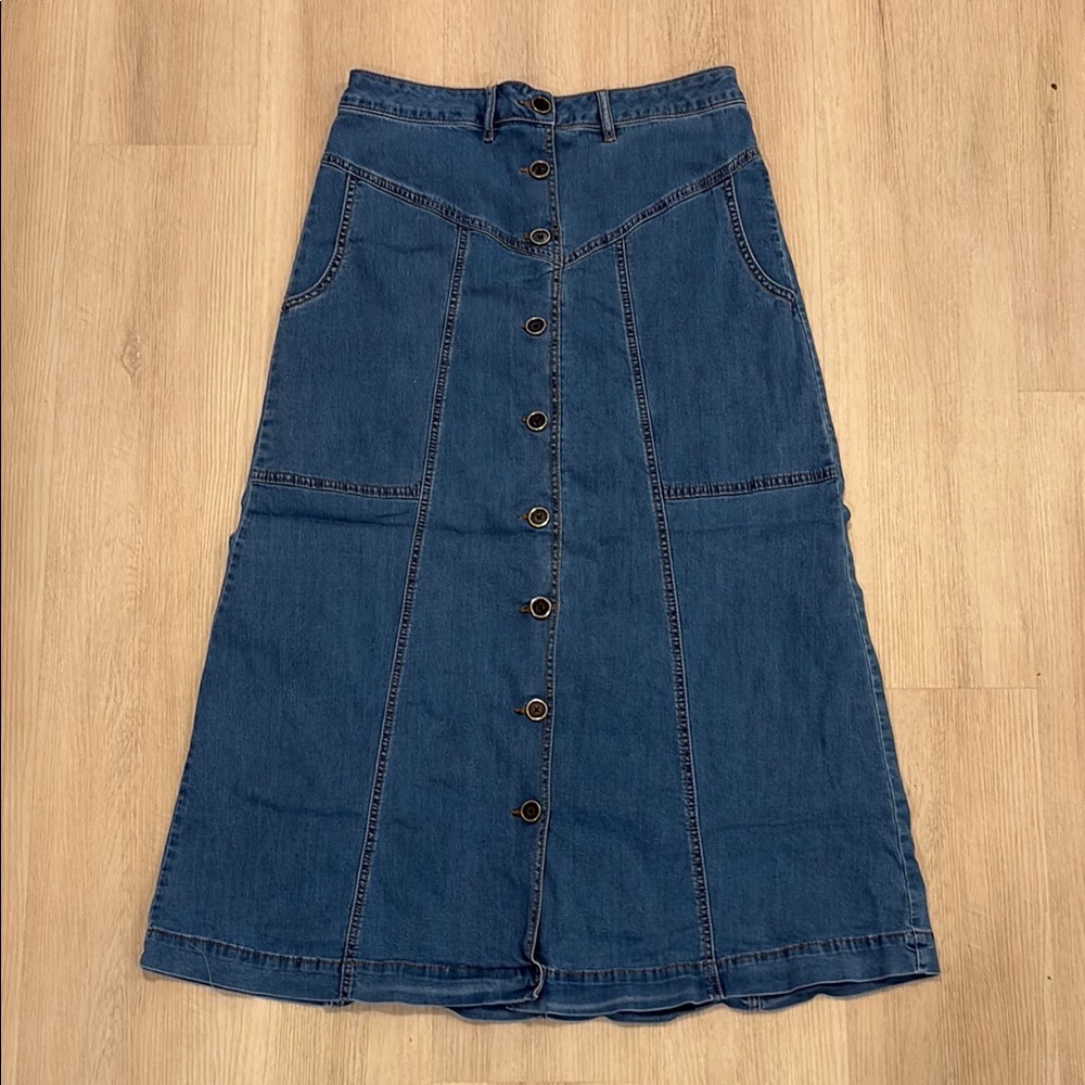 Classic Blue A-Line Denim Skirt